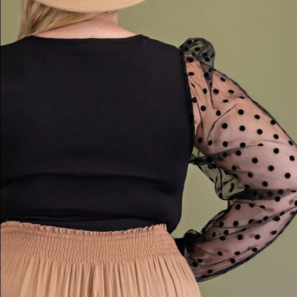 *PREORDER* Bonjour Polka Dot Square Neck Plus Size Top - Picture 4 of 4